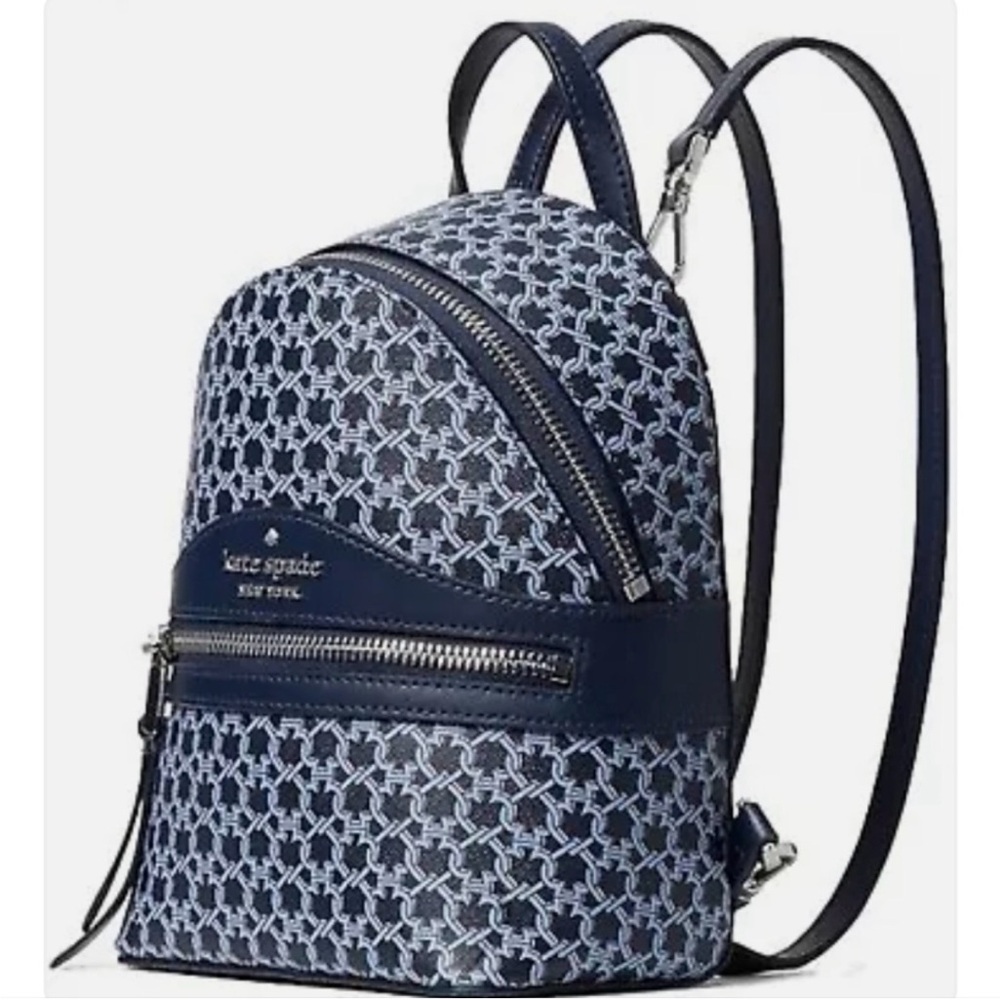 Kate Spade Navy and White Geometric Backpack